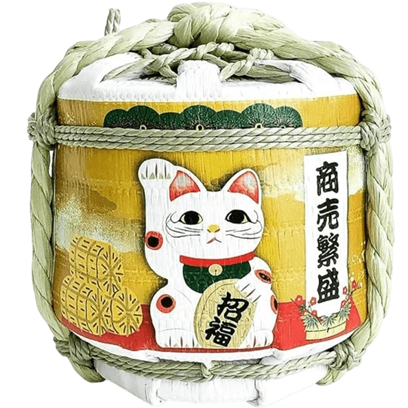 岸本吉二商店 招財貓 菰樽(白) 300ML (無酒)