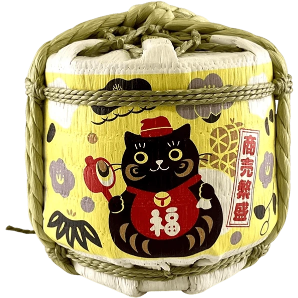 岸本吉二商店 招財貓 菰樽(黑) 300ML (無酒)