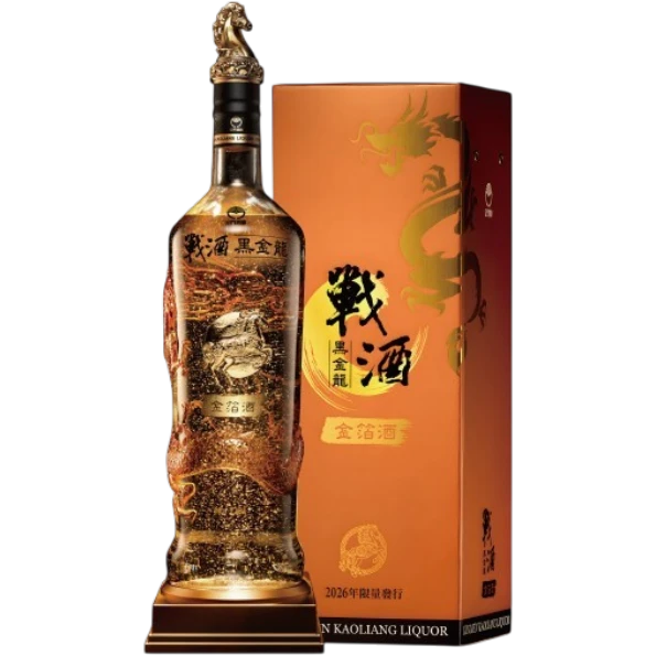 金門高粱 戰酒黑金龍金箔酒 龍馬金神