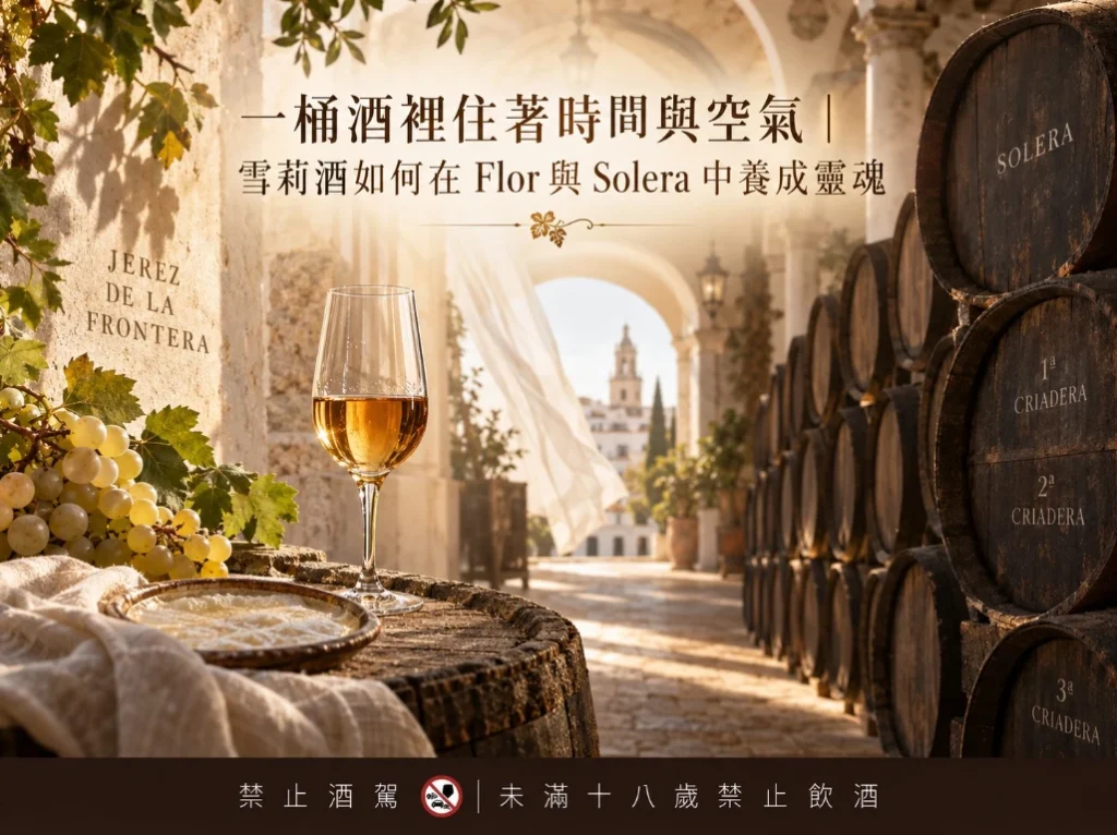 一桶酒裡住著時間與空氣｜雪莉酒如何在 Flor 與 Solera 中養成靈魂