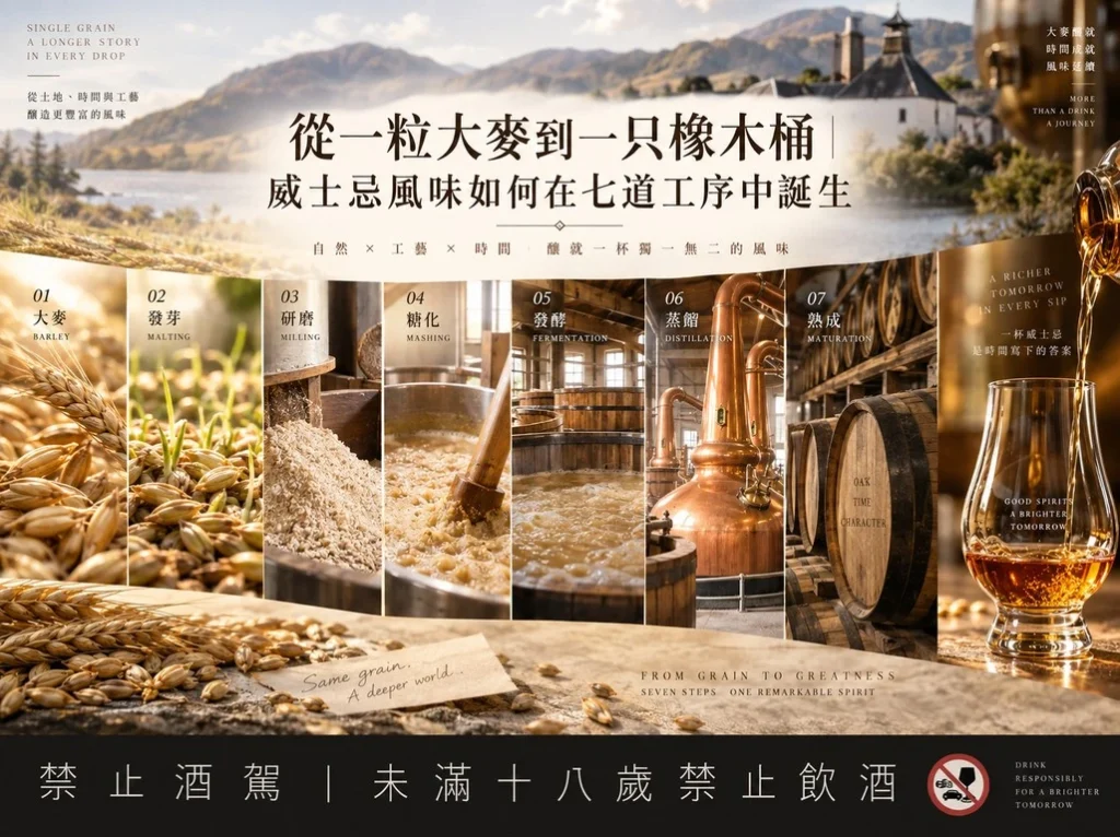 從一粒大麥到一只橡木桶｜威士忌風味如何在七道工序中誕生