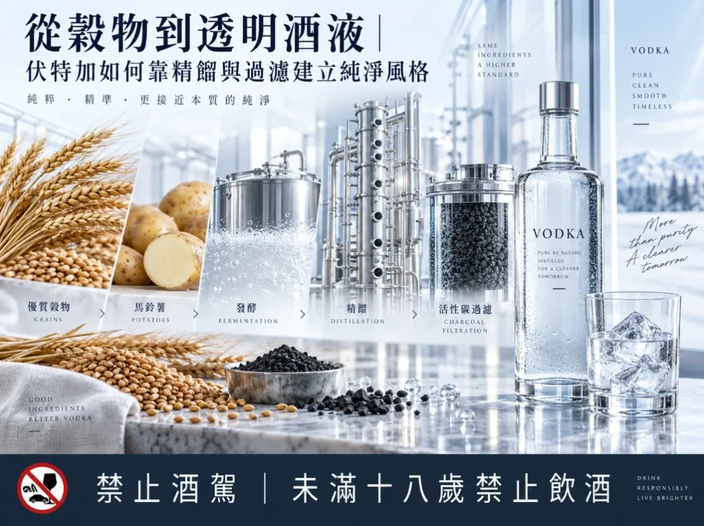 從穀物到透明酒液｜伏特加如何靠精餾與過濾建立純淨風格