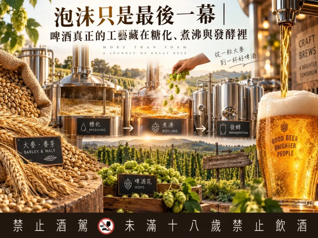 泡沫只是最後一幕｜啤酒真正的工藝藏在糖化、煮沸與發酵裡