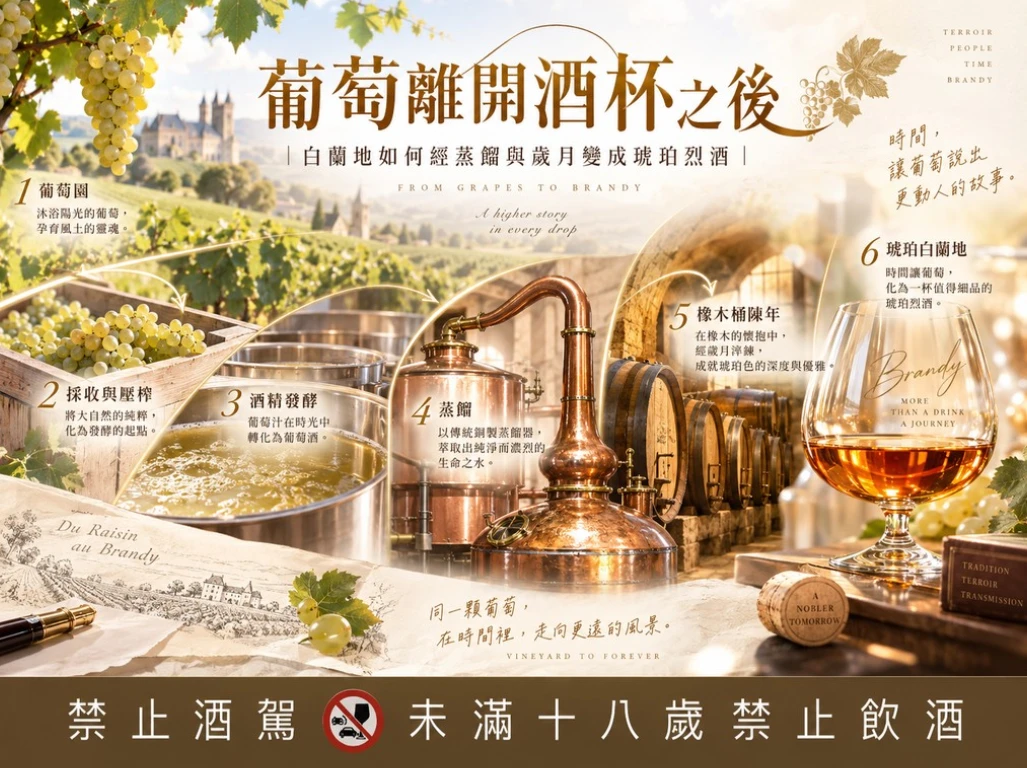 葡萄離開酒杯之後｜白蘭地如何經蒸餾與歲月變成琥珀烈酒
