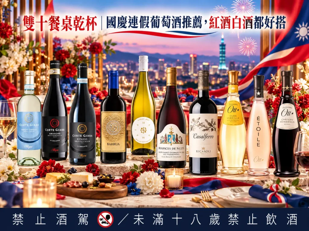 雙十餐桌乾杯｜國慶連假葡萄酒推薦，紅酒白酒都好搭